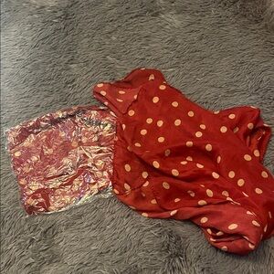 Burgundy and Tan Polka Dot Scarf